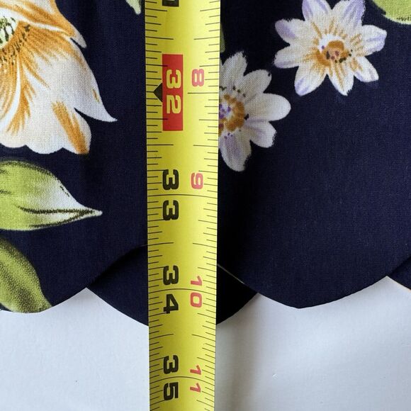 Urban Outfitters ByCorpus Blue Black Floral Scalloped Open Back Dress Pockets L - Picture 8 of 15